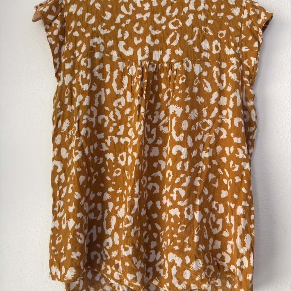 Savanna Jane Yellow Cheetah Print Embroidered  Flowy Top Women's Size Small Boho - Picture 8 of 8
